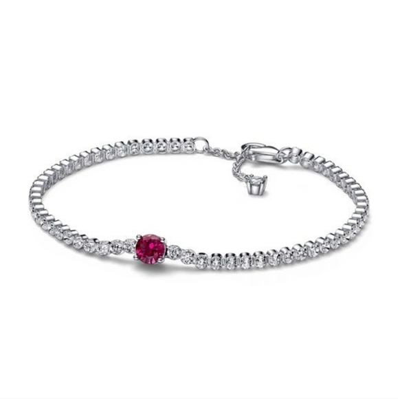 Pandora Red Sparkling Round Pavé Tennis Bracelet - Picture 1 of 7